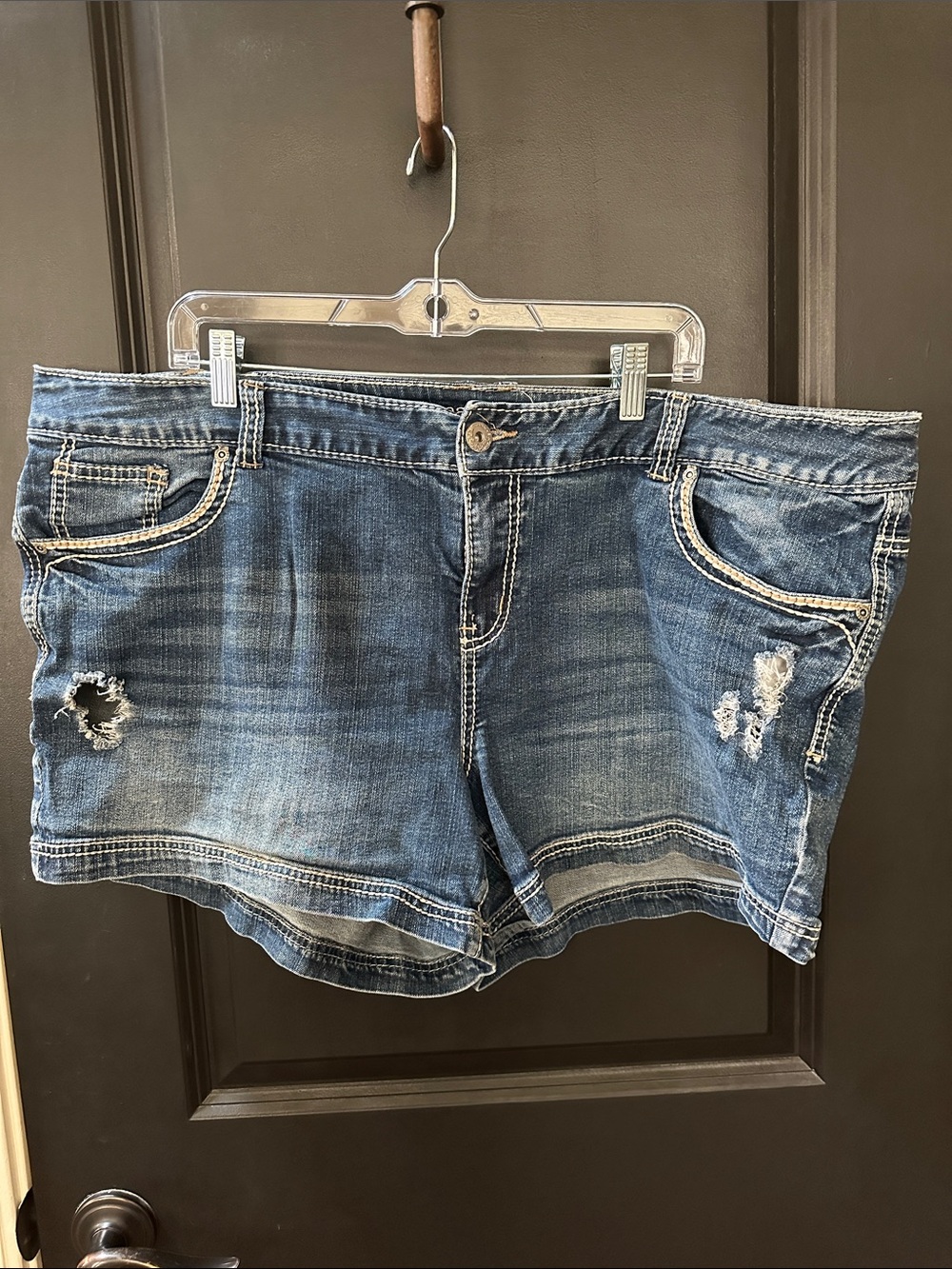 Maurices Distressed Blue Denim Jean Shorts